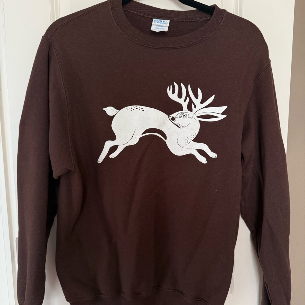 3/$20 Gildan Brown Sweater with White Deer Motif
